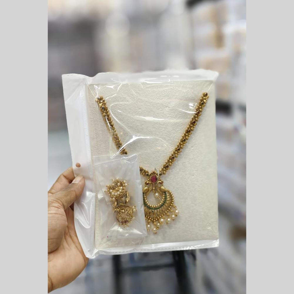 Manisha Jewellery Pota Stone Necklace Set With Pearl Ethnic Festive Wear