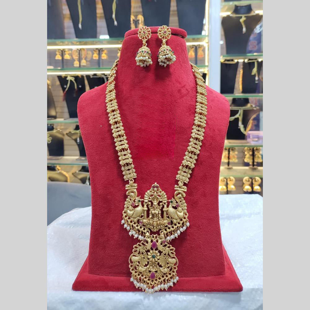 Manisha Jewellery Long Temple Necklace Set With Goddess Lakshmi Engraving