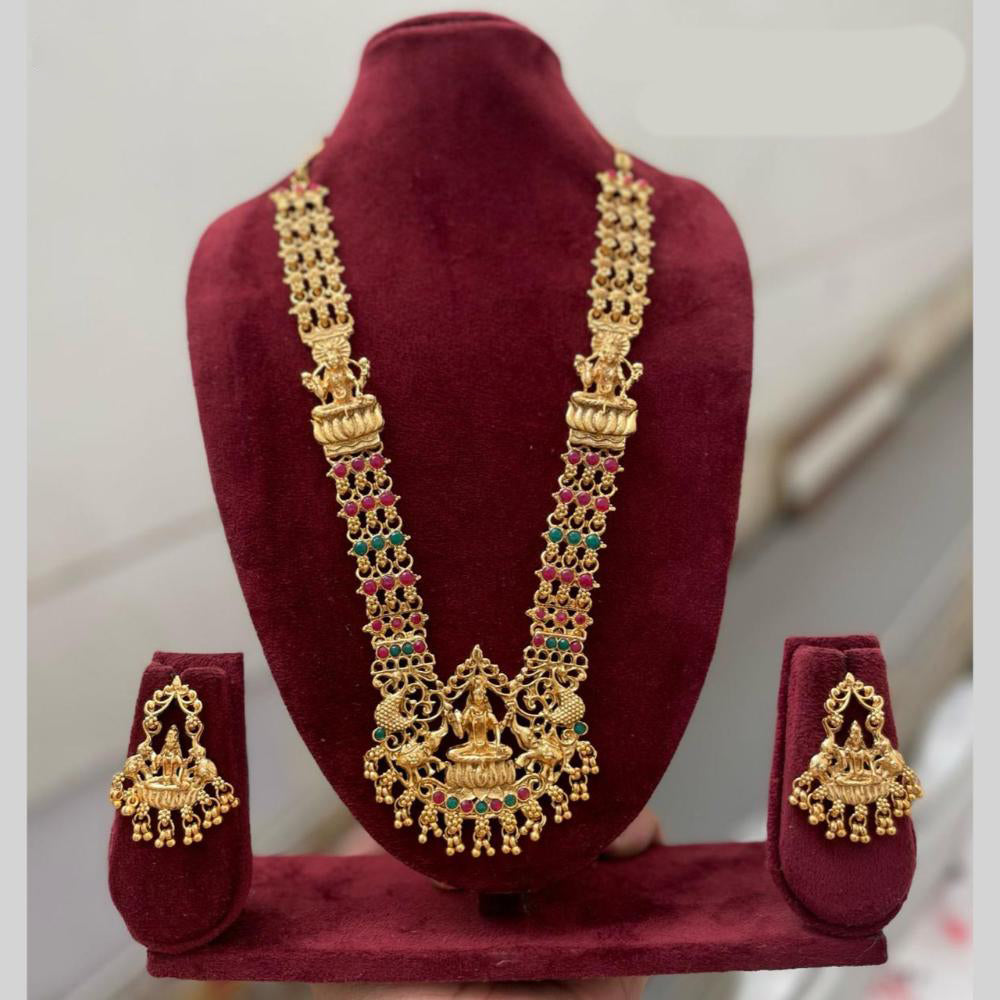 Manisha Jewellery Long Temple Necklace Featuring Lakshmi Devi Motif in Antique Gold