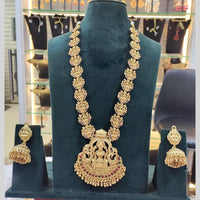 Manisha Jewellery Long Temple Necklace Featuring Lakshmi Devi Motif in Antique Gold