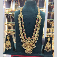 Manisha Jewellery Goddess and Elephant Motif Ethnic Long Temple Necklace Set
