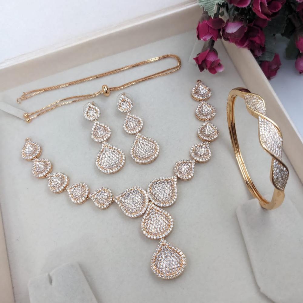 Manisha Jewellery Shimmering Elegance Necklace & Bracelet Set with Austrian Stones