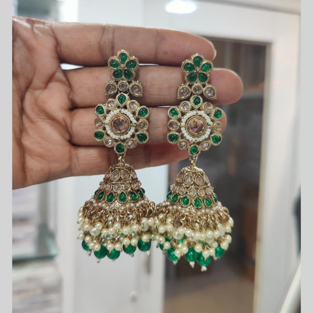 Manisha Jewellery Elegant Pota Stone And Austrian Jhumki Earrings