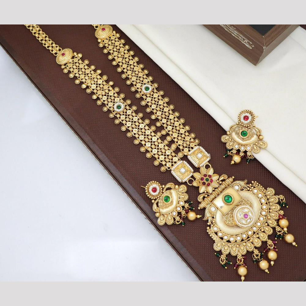 Manisha Jewellery Ethnic Sparkle Pota Stone And Pearl Long Necklace Set