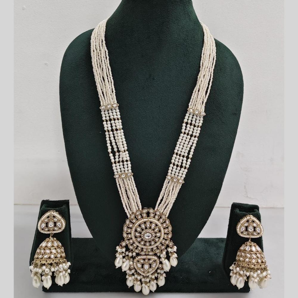 Manisha Jewellery Pearl And Kundan Stone Long Necklace Set
