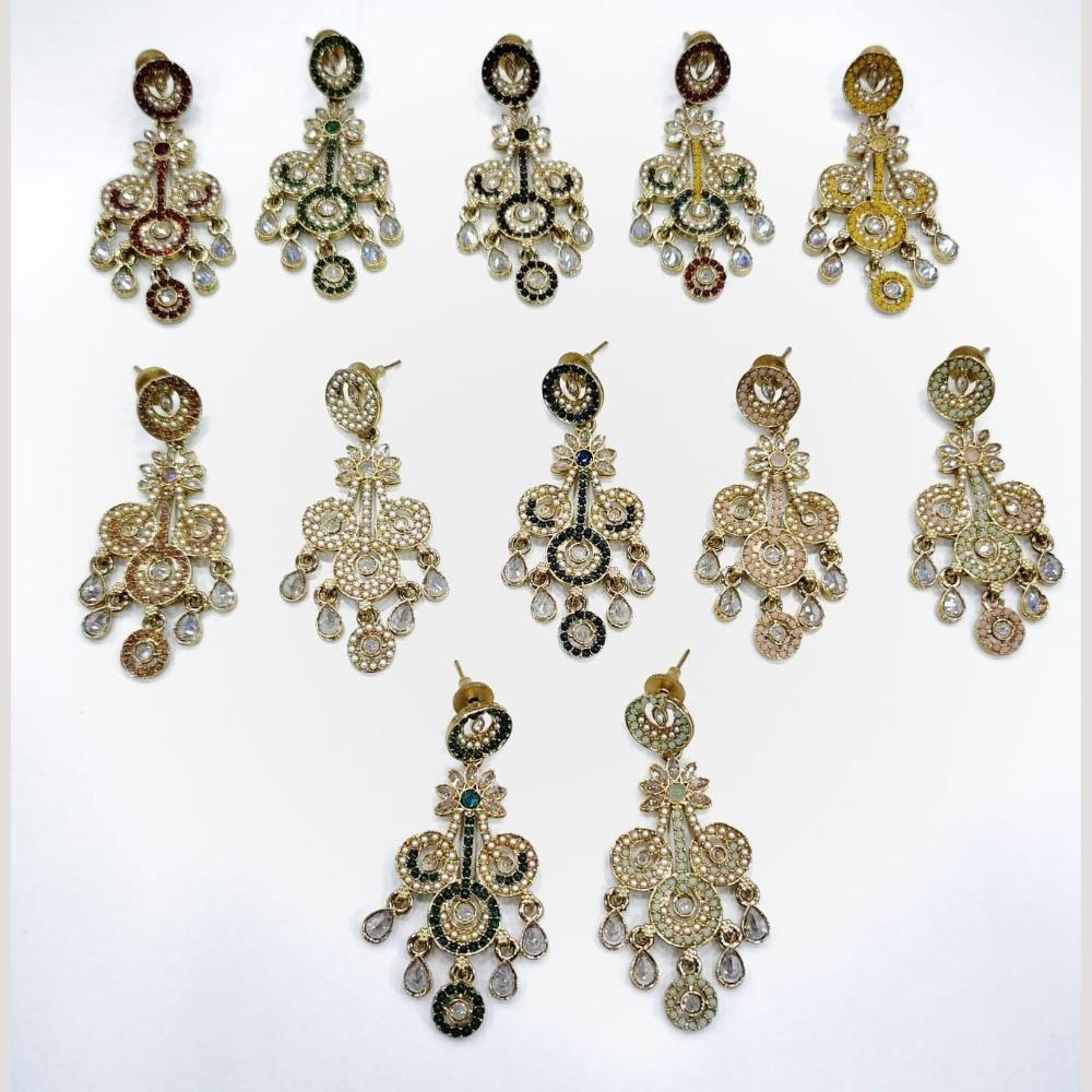 Manisha Jewellery Sparkling Fusion Crystal Stone And Pearls Dangler Earrings