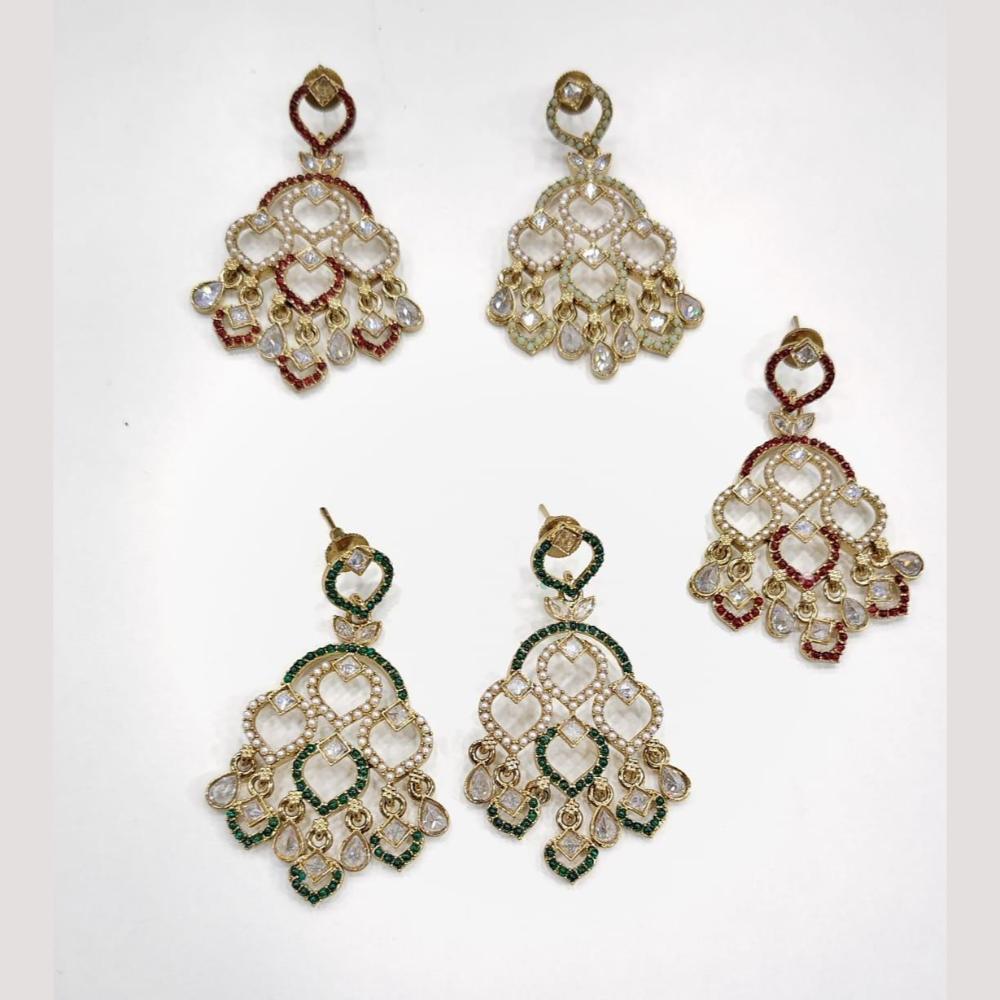 Manisha Jewellery Sparkling Fusion Crystal Stone And Pearls Dangler Earrings