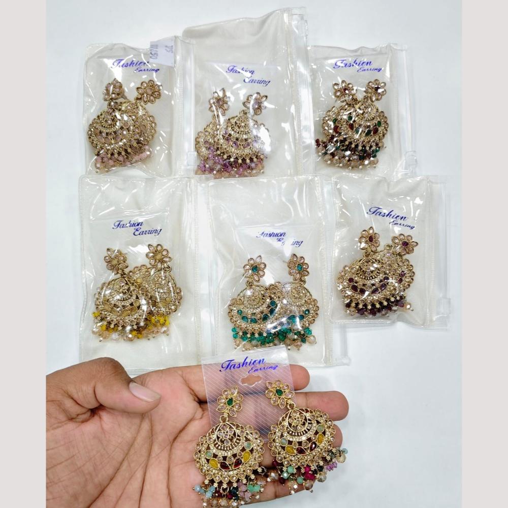 Manisha Jewellery Sparkling Fusion Crystal Stone And Pearls Dangler Earrings