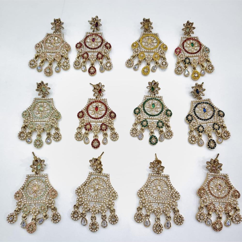 Manisha Jewellery Sparkling Fusion Crystal Stone And Pearls Dangler Earrings