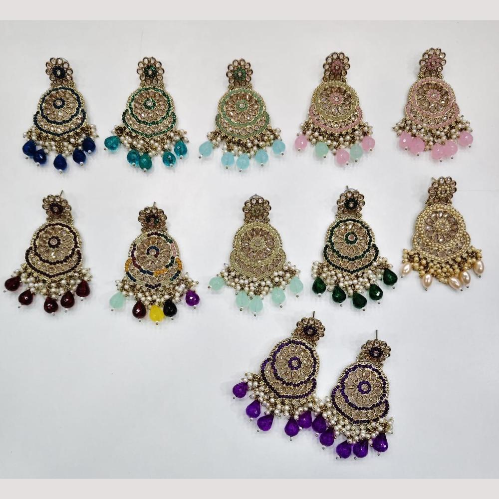 Manisha Jewellery Sparkling Fusion Crystal Stone And Pearls Dangler Earrings