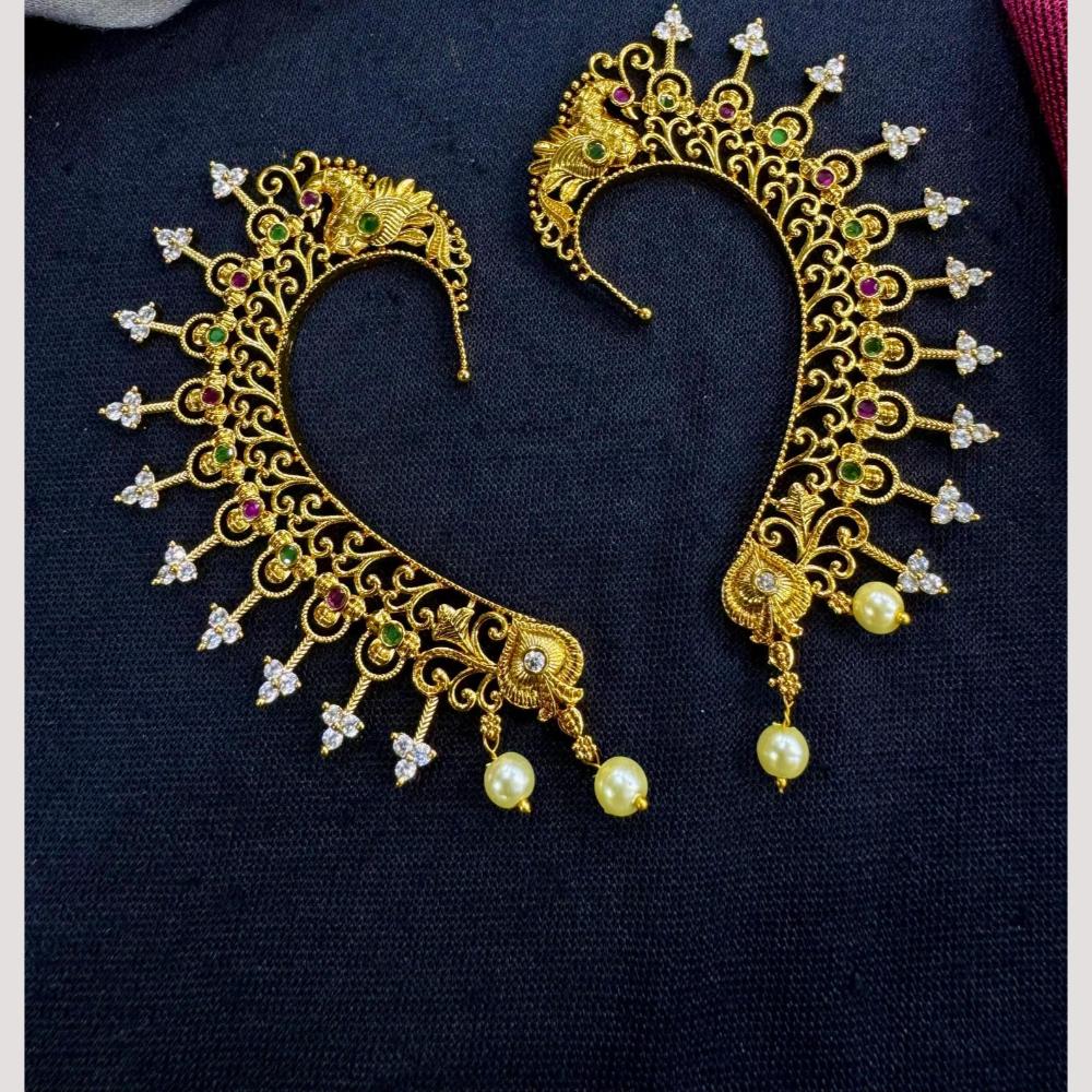 Manisha Jewellery Peacock Design Austrain Stone And Pearls Necklace Set