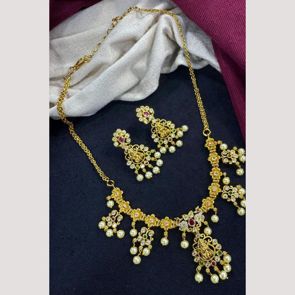 Manisha Jewellery Timeless Grace Austrain Stone And Pearls Necklace Set