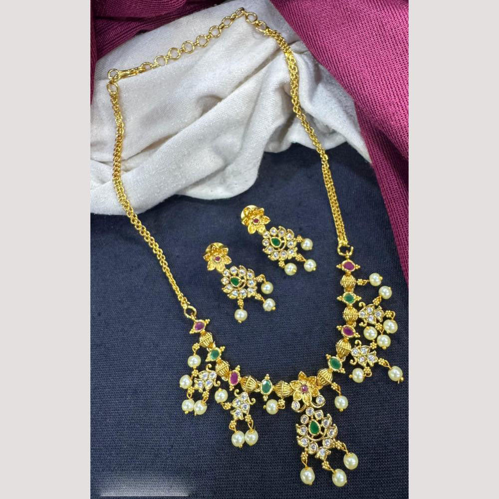 Manisha Jewellery Timeless Grace Austrain Stone And Pearls Necklace Set