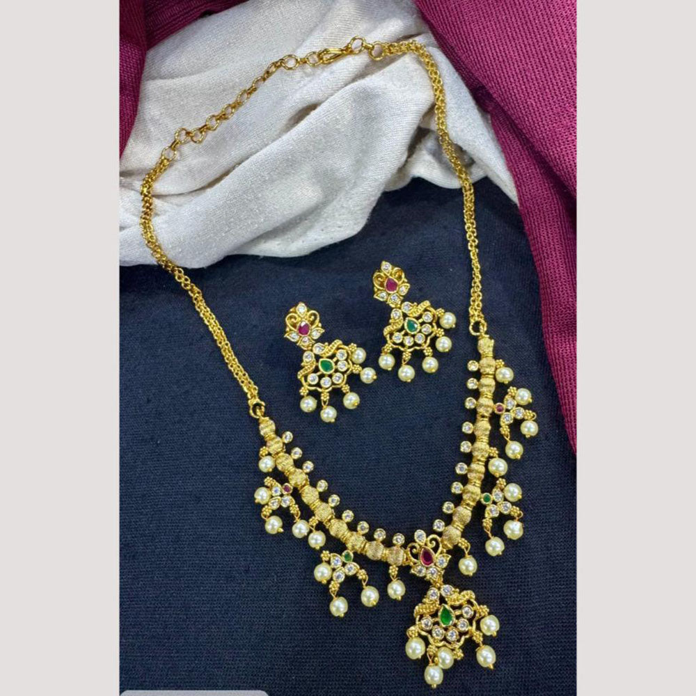 Manisha Jewellery Timeless Grace Austrain Stone And Pearls Necklace Set