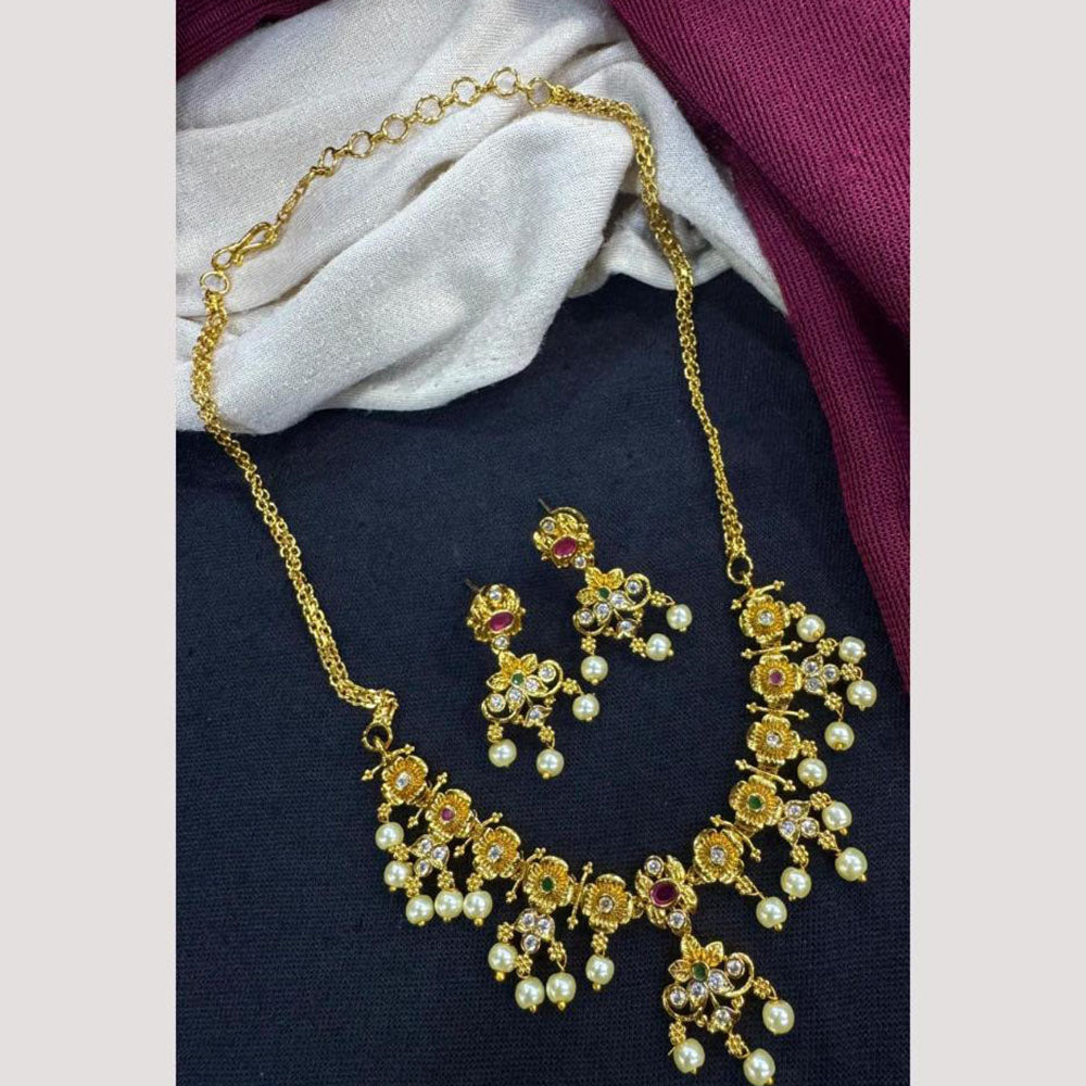 Manisha Jewellery Timeless Grace Austrain Stone And Pearls Necklace Set