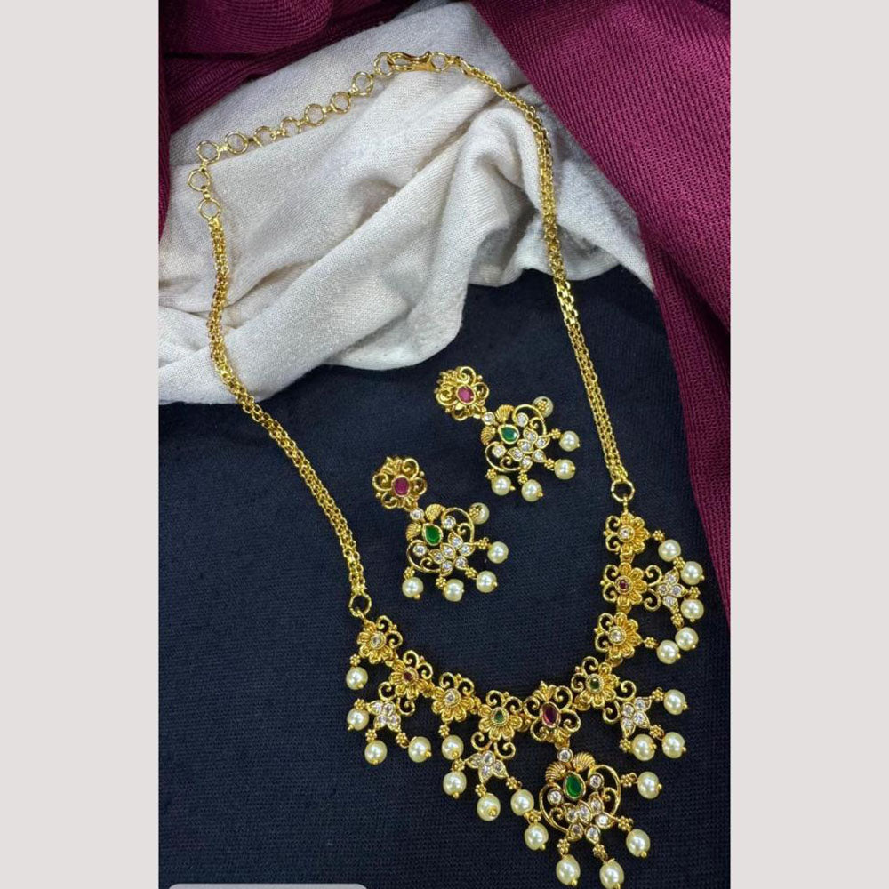 Manisha Jewellery Timeless Grace Austrain Stone And Pearls Necklace Set