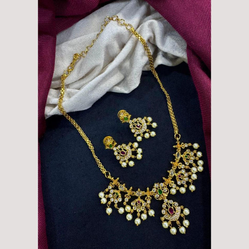 Manisha Jewellery Timeless Grace Austrain Stone And Pearls Necklace Set
