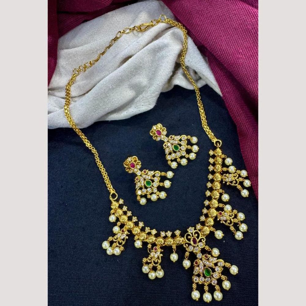 Manisha Jewellery Timeless Grace Austrain Stone And Pearls Necklace Set