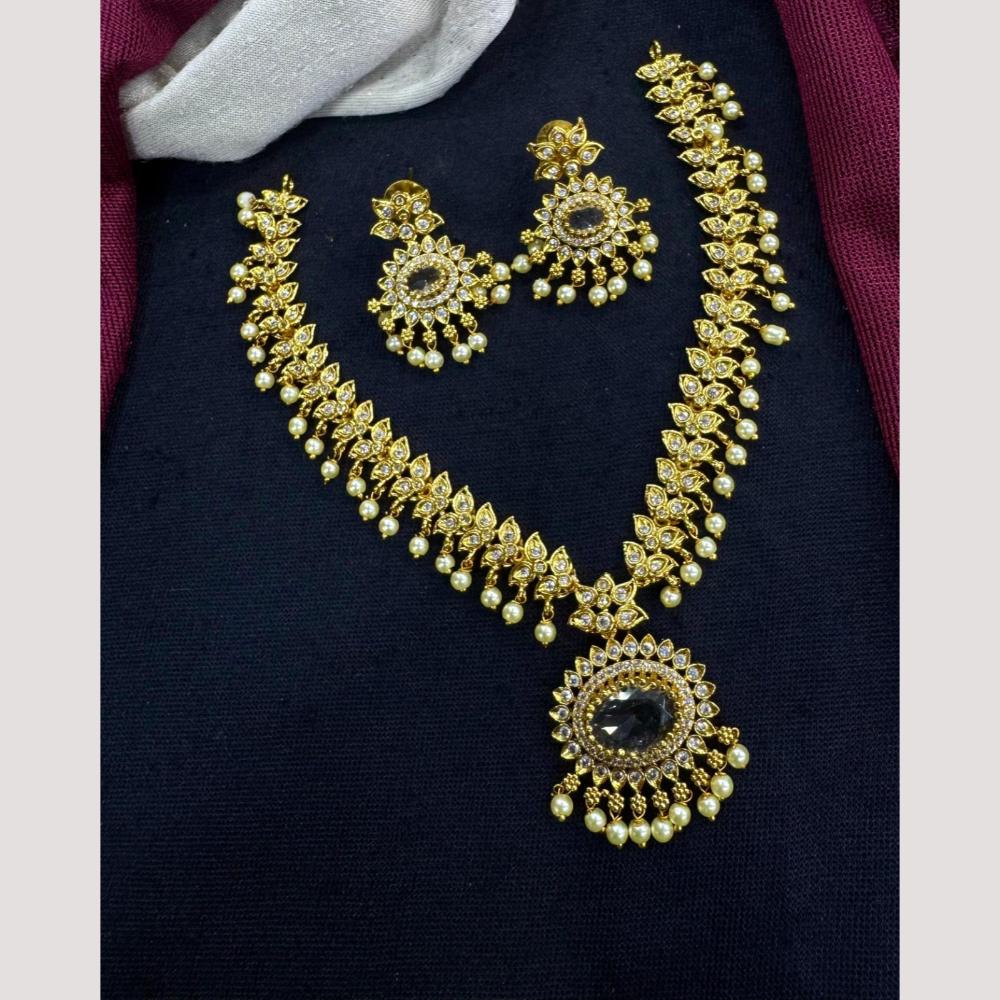 Manisha Jewellery Sparkling Elegant Austrain Stone And Pearls Necklace Set
