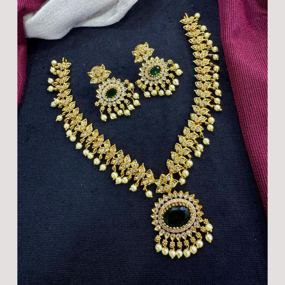 Manisha Jewellery Sparkling Elegant Austrain Stone And Pearls Necklace Set