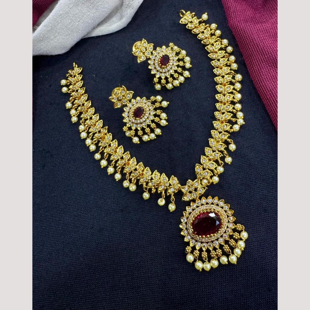 Manisha Jewellery Sparkling Elegant Austrain Stone And Pearls Necklace Set