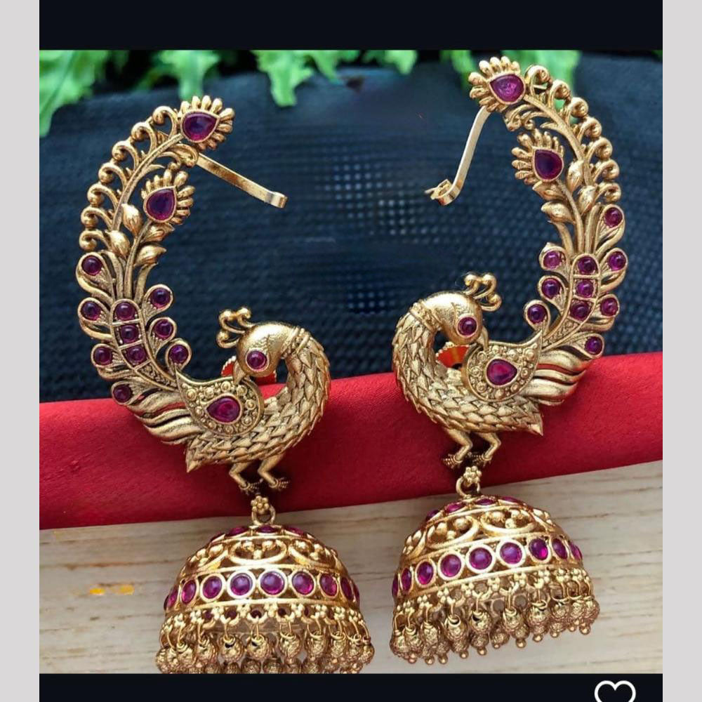 Manisha Jewellery Royal Peacock Jhumki With Sparkling Pota Stone And  Dangling Pearls