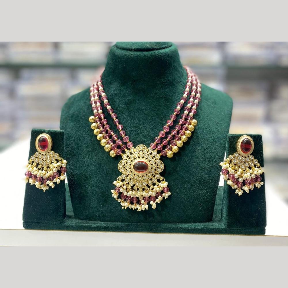 Manisha Jewellery Royal Kundan And Pearl Multi Layer Necklace Set Perfect for Weddings