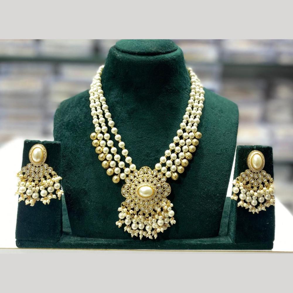 Manisha Jewellery Royal Kundan And Pearl Multi Layer Necklace Set Perfect for Weddings