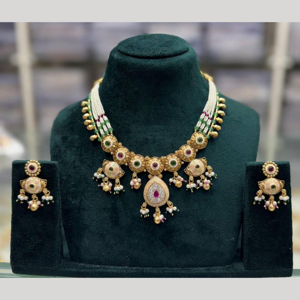 Manisha Jewellery Traditional Pota Stone With Pearl Necklace Set For Festive Wear
