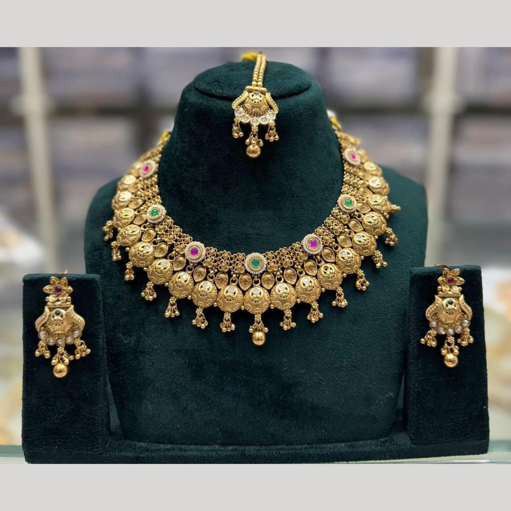 Manisha Jewellery Ethnic Pota Stone Necklace Set With Maangtikka For Wedding & Festive Wear