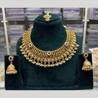 Manisha Jewellery Ethnic Pota Stone Necklace Set With Maangtikka For Wedding & Festive Wear