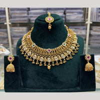 Manisha Jewellery Ethnic Pota Stone Necklace Set With Maangtikka For Wedding & Festive Wear