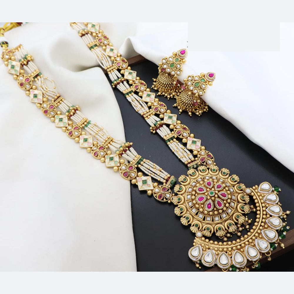 Manisha Jewellery Ethnic Spark Kundan And Pearl Meenakari Necklace Set