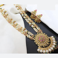 Manisha Jewellery Ethnic Spark Kundan And Pearl Meenakari Necklace Set