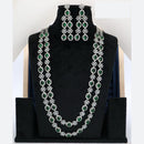 Manisha Jewellery American Diamond Double Layer Long Necklace Set