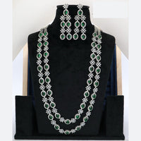 Manisha Jewellery American Diamond Double Layer Long Necklace Set