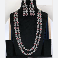 Manisha Jewellery American Diamond Double Layer Long Necklace Set