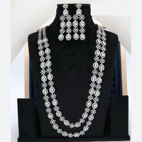 Manisha Jewellery American Diamond Double Layer Long Necklace Set