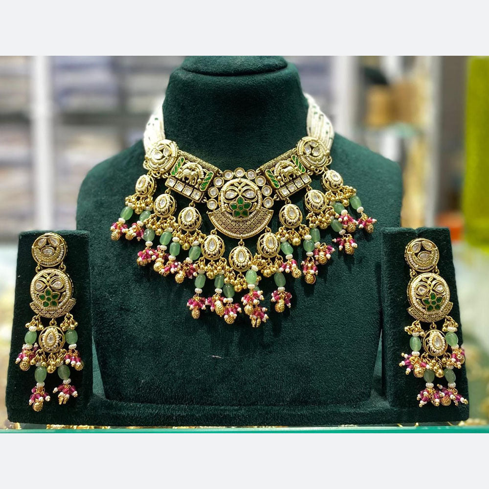 Manisha Jewellery Ethnic Glam Pota Stone And Pearl Necklace Set