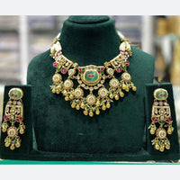 Manisha Jewellery Ethnic Glam Pota Stone And Pearl Necklace Set