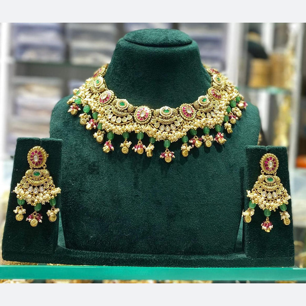 Manisha Jewellery Ethnic Glam Pota Stone And Pearl Necklace Set