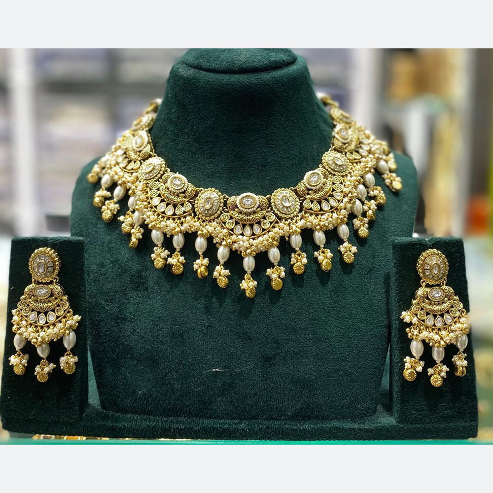 Manisha Jewellery Ethnic Glam Pota Stone And Pearl Necklace Set