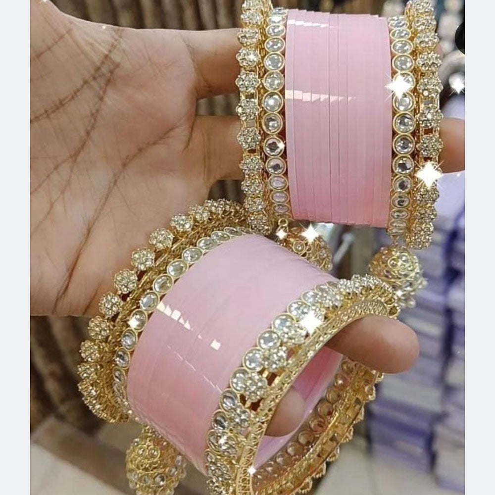 Manisha Jewellery Ethnic Kundan Stone And Pearl Bangles Set