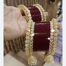Manisha Jewellery Ethnic Kundan Stone And Pearl Bangles Set