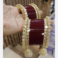 Manisha Jewellery Ethnic Kundan Stone And Pearl Bangles Set