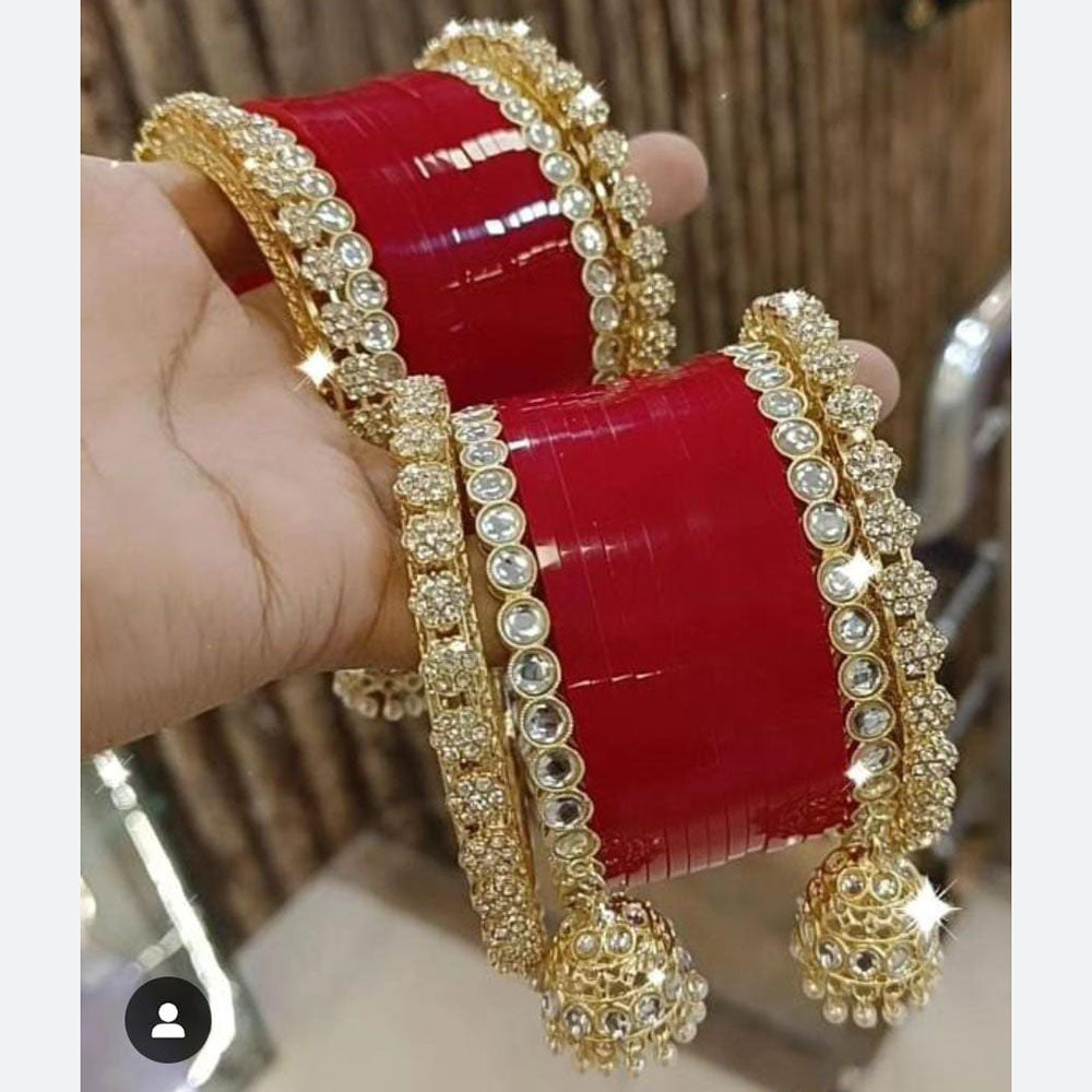 Manisha Jewellery Ethnic Kundan Stone And Pearl Bangles Set
