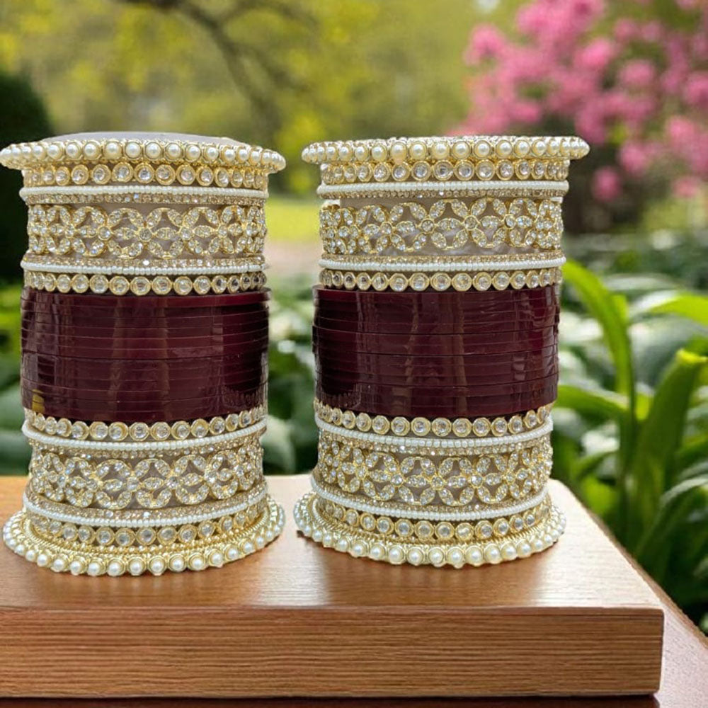 Manisha Jewellery Radiant Kundan And Austrian Stone Acrylic Bangles Set