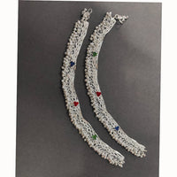 Manisha Jewellery Classic Silver Plated Traditional Payal with Engraved Design for Women & Girls