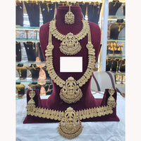 Manisha Jewellery Antique Gold Finish Semi-Bridal Temple Necklace Set 