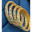 Manisha Jewellery Elegant Pota Stone Kada Bangles Set With Meenakari Work Detailing